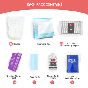 Maki's Disposable Diaper Changing Kit to Go with Contains 3 Individual Packs Size 3