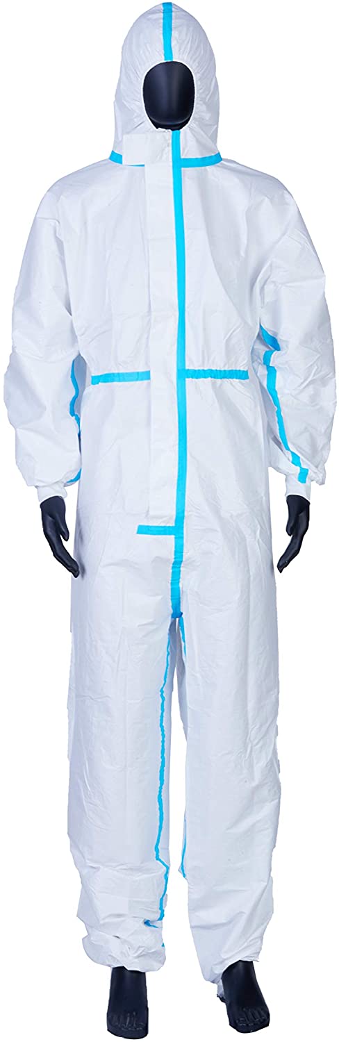 Coveralls for Men, Women, Protective Coverall Suit with Hood, Disposable Full Body Isolation Gown, Lightweight, Breathable & Durable