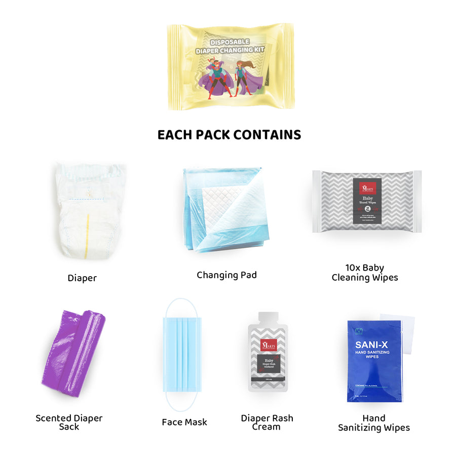 Disposable Size 5 Diaper Changing Kits for Baby On-The-Go