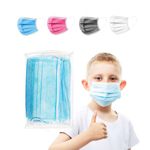 40 Pack of Kids Disposable Face Masks – Choose your Color