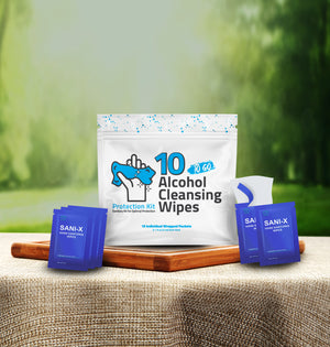 Hand Cleansing Alcohol Wipes Mini-Kit 10 Pack (Set of 10)