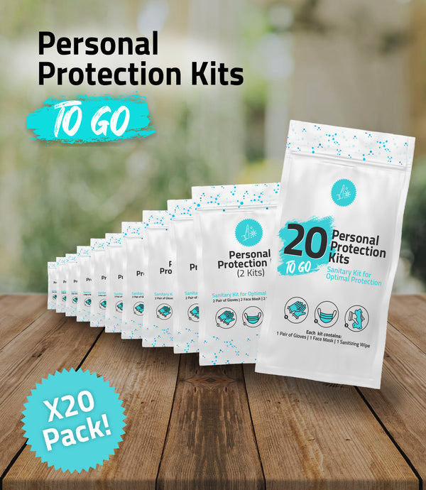 Protection Kit Essentials (20) All-In-One Personal Protection Kits TO GO – Sanitary Kit for Opti ...