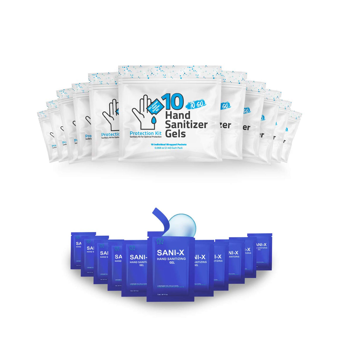 Hand Sanitizer Gel 10 Packs of 10 Individually Wrapped Packets  70% Alcohol